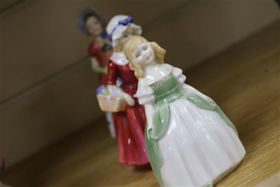 Blue & White Royal Doulton figures - Diana HN, Lavinia HN1955 and Penny HN2338 (2)
